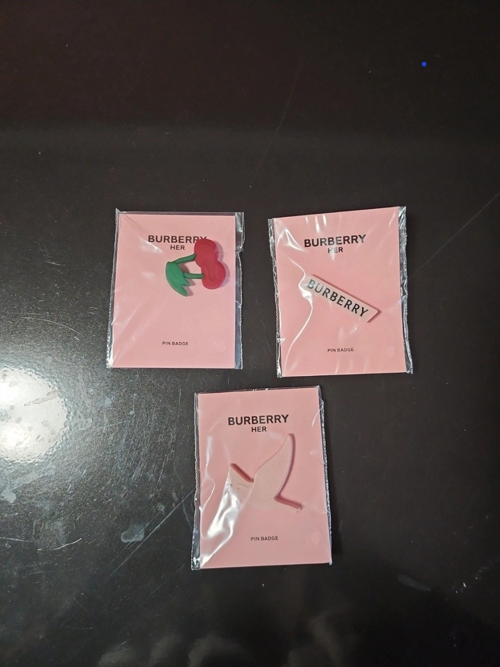 Burberry Pink Enamel Logo Pin Badge